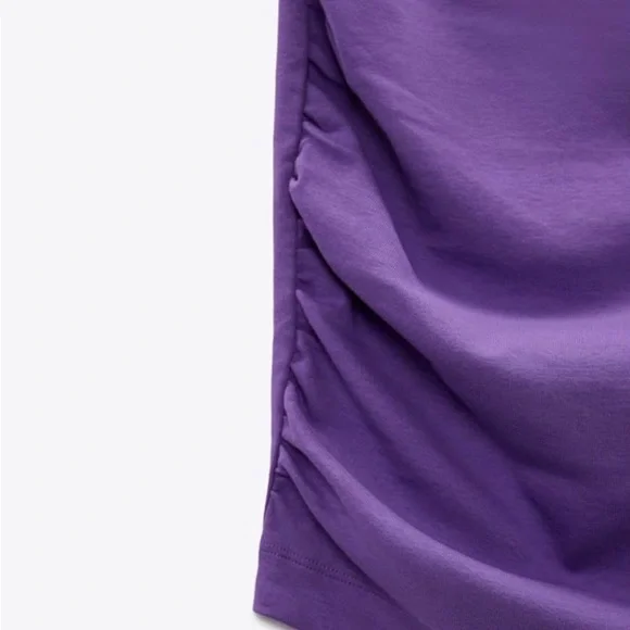 Zara relaxed Cocktail Mini Skirt with side ruching in gorgeous shade of mauve❣️ - Picture 5 of 8